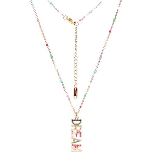 Vintage Bohemian heart eye Pendant Necklace for Women ethnic Geometry letter love crystal Chain necklace Jewelry Wholesale