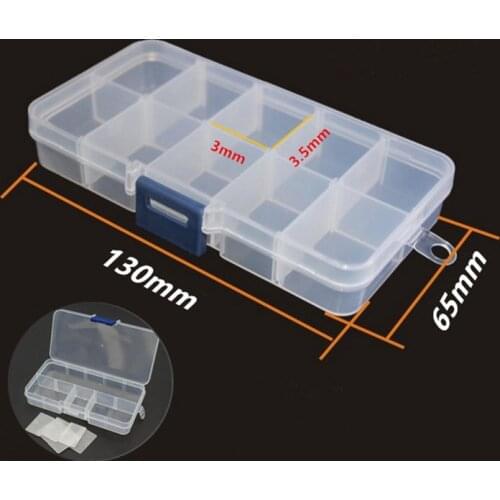 10 Grids Adjustable Transparent Plastic Storage Box for Small Component Jewelry Tool Box Bead Pills Organizer Nail Art Tip Case