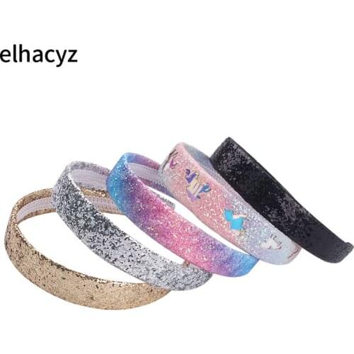 10pcs/lotNew Glitter Sequins Hairbands Rainbow Colors Hollowed Unicorn Headbands for Girls Sweet Headwear Chic Hair Accessories