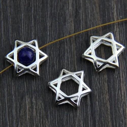 100% 925 Sterling Silver Hollow Out Star Spacer Beads 9.5mm 12.5mm Charm Pendant Connector Beads DIY Jewelry Making Necklace