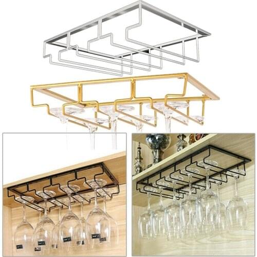 1x Wine Rack 3 Slot- 22.5x30cm Hanging Wine Glass Cup Rack Shelf Holder Hanger Organizer Under Cabinet Storage In Stock