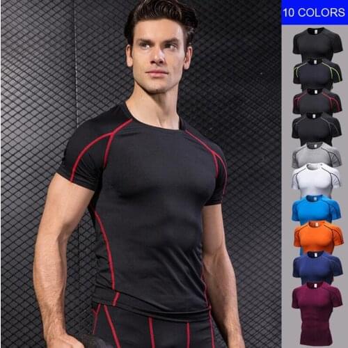 2020 New Sport T Shirt Men Quick Dry Fit Running T-Shirt Men Fitness Tshirt Elastic Sportswear Basketball Tshirt 1053