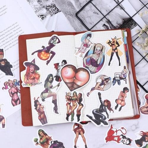 50Pcs Angel Sexy Women Anger Devil Lady Beauty Girls Stickers for Mobile Phone Laptop Luggage Guitar Skateboard Bike Stickers