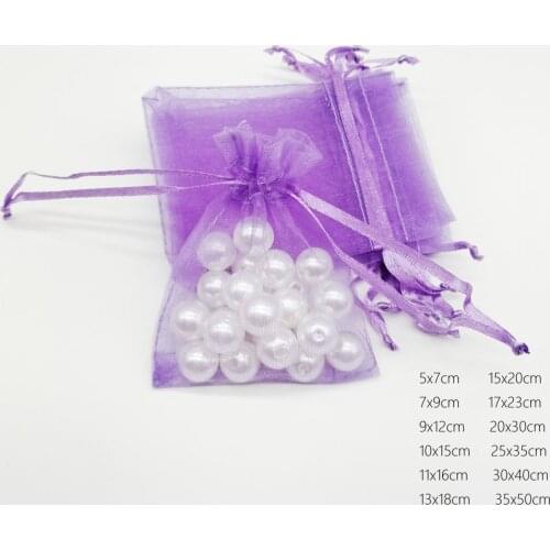 500pcs Light Purple Organza Bag Drawstring Pouch Bag Jewelry Bags Gifts For Wedding/Christmas/Jewelry Display Packaging Bags DIY