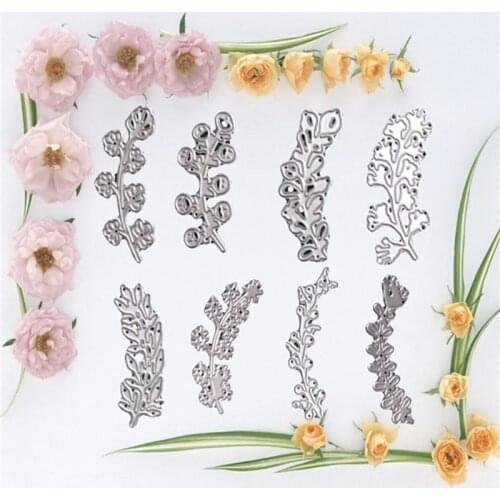 8pcs/set Die Cut Embossing Stencil Leaves Lace Metal Cutting Dies Craft Stamps