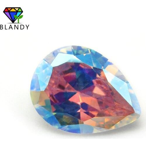 Free Shipping 3x5~10x12mm Pear Cut Plating AB Color Multicolor Cubic Zirconia Stone CZ Stone Synthetic Gems For Jewelry