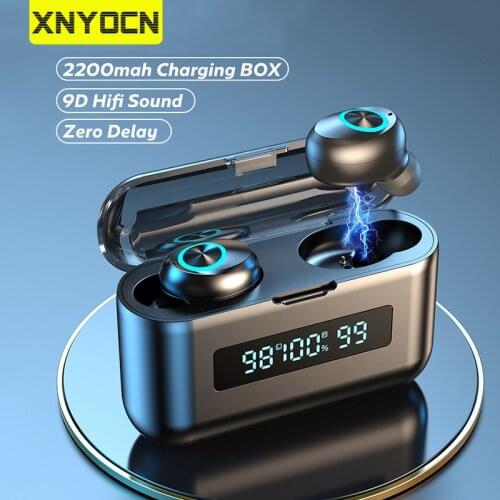 Xnyocn TWS Wireless Headphones 2200mAh Charging Box Sports Waterproof Earbuds Bluetooth-Compatible 5.0 Earphone Headset With Mic