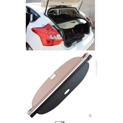 Beige / Black For2014 2015 2016 2017 2018 for Ford Focus 5set Rear Trunk Security Shield Cargo Cover auto accessories