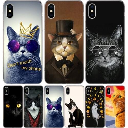 Lovely Cat Cover Phone Case For Iphone 11 12 Mini Pro 7 6 X 8 6S Plus XS MAX + XR 5S SE 10 9 Art TPU Coque Capa Shell