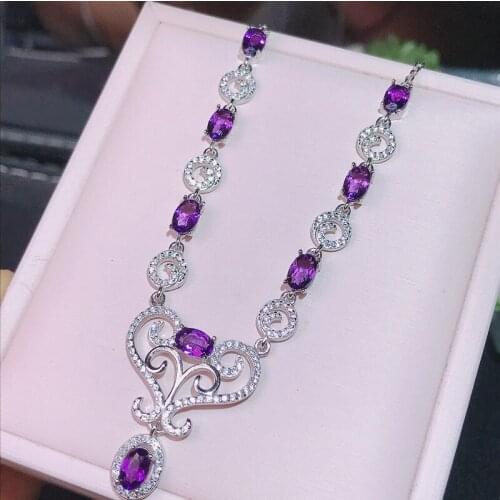 Deluxe Amethyst Necklace, 925 Pure Silver Customization, Seiko Production, Hot Selling Style, Wholesale Price