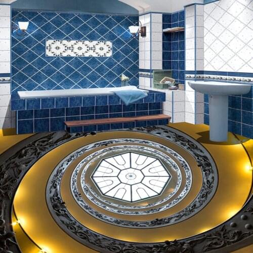 Custom Photo Wall Paper 3D Spiral Staircase Living Room Bedroom Floor Sticker 3D PVC Mural Self-adhesive Non-slip Wallpaper