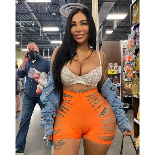 Hirigin Hollow Out High Waist Shorts Pants Trousers 2021 New Sexy Stylish Women Panties Bottoms Biker Shorts Black Streetwear