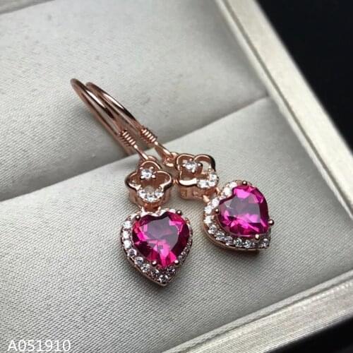 KJJEAXCMY boutique jewelry 925 sterling silver inlaid natural pink Topaz female models luxury earrings support detection fashion