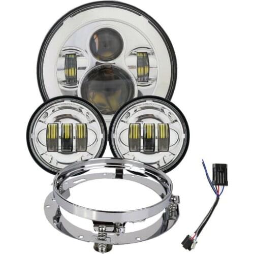 7inch Round LED Headlight Conversion Kit &4.5inch LED Fog Passing Lights for Motorbikes Ultra Classic Electra Street Glide