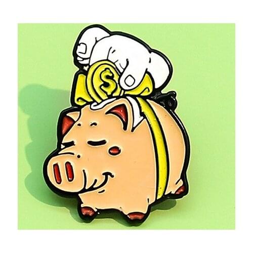 Creative Cartoon Piggy Piggy Bank Badge Cute and Funny Coin Metal Enamel Brooch Personality Unique Lapel Backpack Jewelry Gift