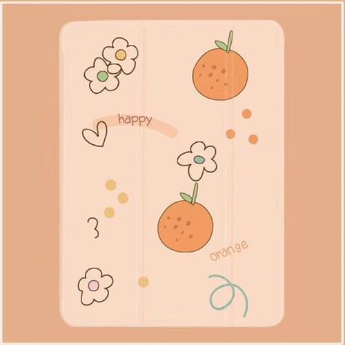 Cute Orange for IPad AIR 2 3 10.5 Pro 2019 7th 10.2 Inch Case for IPad 2017 2018 9.7 Mini 5 Cover Capa with Pencil Holder Cases