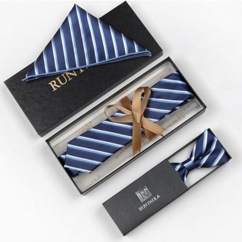 Fashion Tie Set 3PCS/SET Necktie Hankerchief Pocket Square Neckties Bow Ties Butterfly Tie Set Novelty Mens Ties