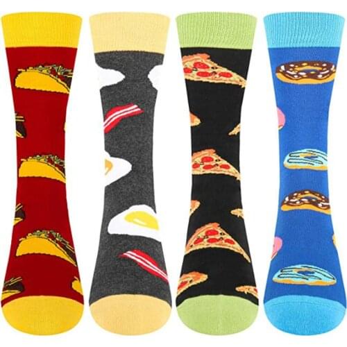 Burrito Egg Pizza Donut Funny Happy Food Series Creative Pattern Socks Korean Version Fashion Colorful Womans Socks Harajuku