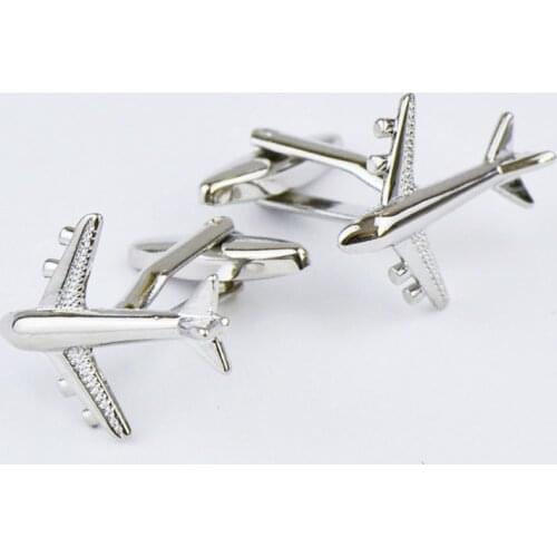 New Fashion Silver Color Aircraft Shape Cufflinks for Mens Shirt Cufflinks High Quality Novelty Cuff Links Luxury Jewelry Gift
