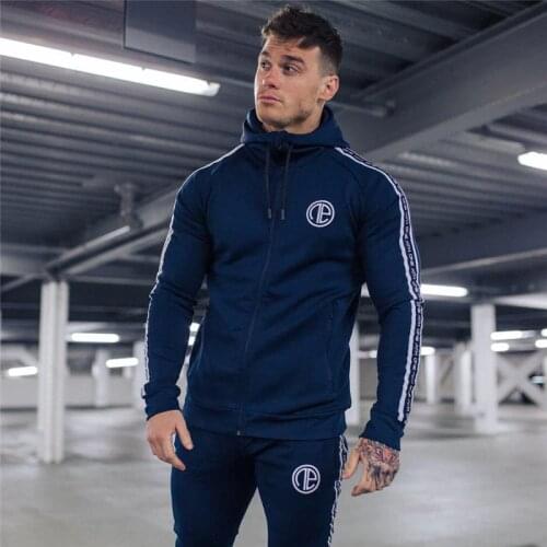 New Tracksuits Suits Mens Fitness Hooded Zipper Sweatshirts+Bodybuilding Jogger Pants Elastic Slim Fit Sweatpants For Male