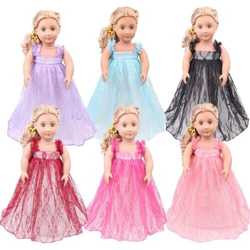 Doll clothes 6 colors lace dress princess fairy costume toy accessories fit 18 inch Girl doll and 43 cm baby doll c432