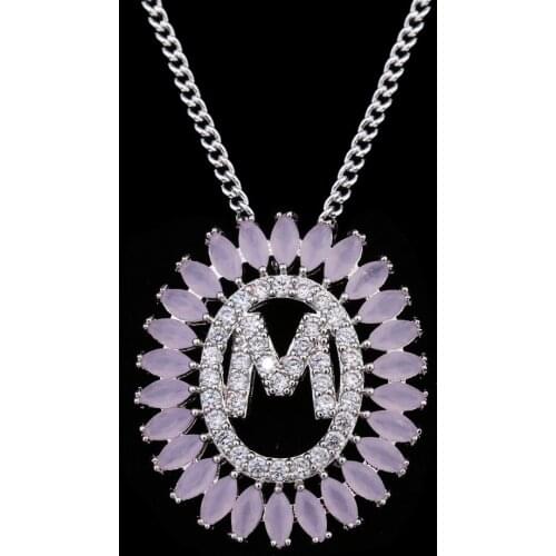 Bettyue New Arrival Necklace For Female Fashion Hollow Out Round Jewelry Letter M Zirconia Muliticolors Shiny Pendant In Banquet
