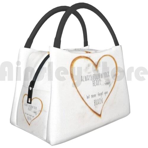 Portable Insulation Bag Always Follow Your Heart-White Heart Love Romance Romantic Follow Emotion Quote