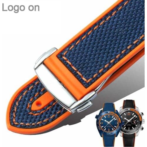 Nylon Rubber Watchband For Omega SEAMASTER PLANET OCEAN Men Deployant Clasp Strap Watch Accessorie Silicone Watch Bracelet Chain