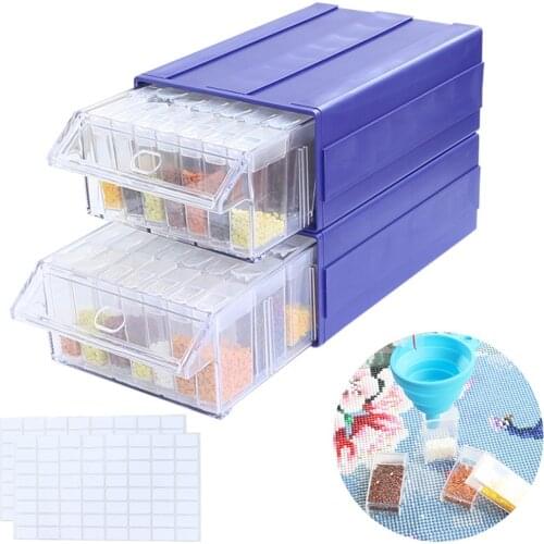 Detachable Storage Container 1/2/4 Boxes Drawers for 5d Diamond Painting Accessories with Individual Bottle for Beads Seeds