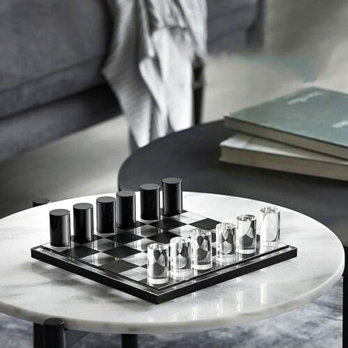 Modern Black Transparent Cylinder Chessboard Ornaments For Sales Office Home Living Room Creative Soft Decor Design Accessories