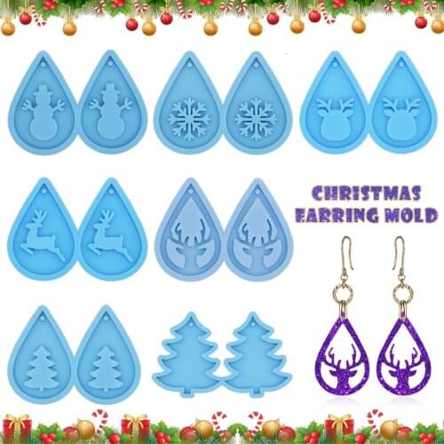18 Styles of Earring Pendants Christmas Halloween Series Epoxy Resin Earring Molds Keychain Jewelry Pendant Silicone Molds