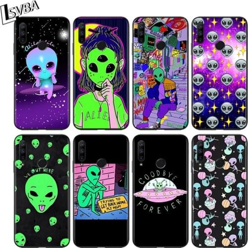 Cartoon Space Alien for Huawei Honor 30 20 10 9S 9A 9C 9X 8X MAX 10 9 Lite 8A 7C 7A Pro Silicone Black Phone Case