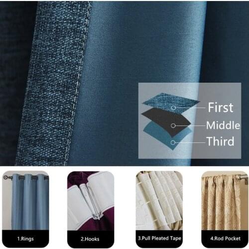 Modern Pure Color Window Door Curtain Fabric Finished Custom For Bedroom Living Room Shading Cloth Blackout Curtains