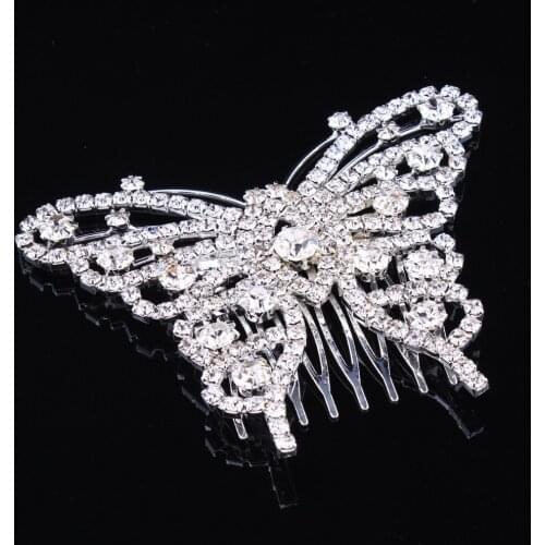 Silver color rhinestone butterfly bridal hair comb fashion wedding ornament jewelry accessories 3pcs lot