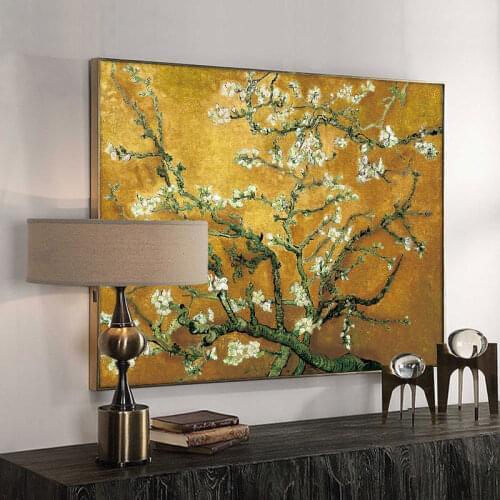 Vincent Van Gogh Blossoming Almond Tree Posters and Prints Impressionist Oil Painting Wall Canvas Art Picture for Living Room