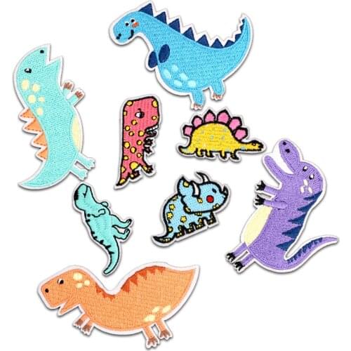 Cartoon Dinosaur Embroidered Stripes for Clothes Iron on Children Boy Patches Badges Thermal Sticker Patch Applique for Clothing