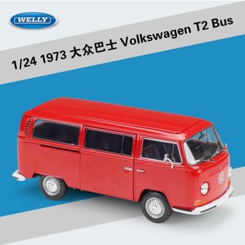 Welly 1:24 Scale Diecast Alloy Model Car Toy For Volkswagen Van Retro Print T2 Bus Alloy 1972 VW Bus Excellent With Original Box