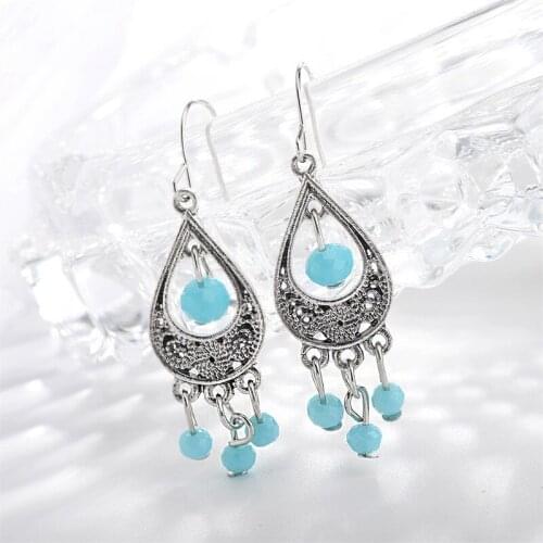 2020 New Women Bohemian Vintage Earrings Women Ethnic Wind Hollow Drops Earrings Earrings Fashion Earrings Water Drop Jewelry