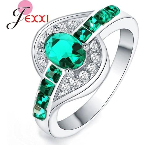 Factory Outlets 925 Sterling Silver Rings Cubic Zirconia Pomise Rings for Women Ladies Cocktail Party Fashion Trendy Jewelry