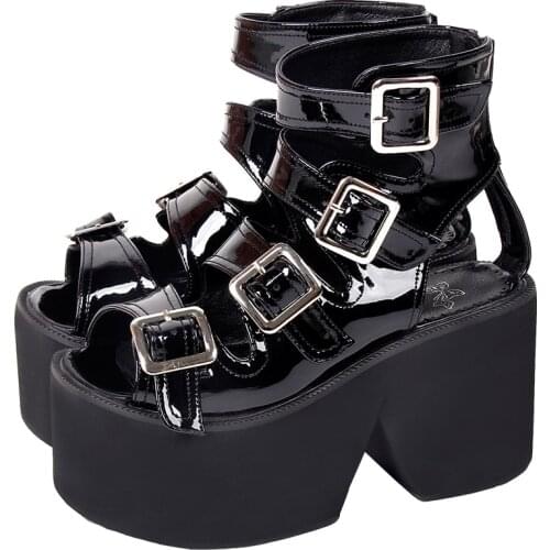 Angelic imprint woman girl lolita cosplay punk shoes lady high heels pumps women princess summer dress sandals 6013 10cm 33-47