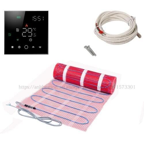 0.5M2 230V Electric Under Floor Tile Heating Self Adhesive Mat Kit System Parts For Bathroom Kitchen Warming Choice Thermostat
