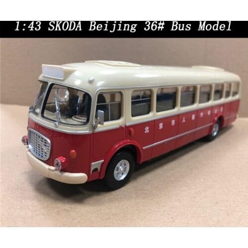 1/43 Scale Red SKODA Beijing 36# Bus Vehicle Model Diecast Toys Car for Children Kids Fans Gift Collection Souvenirs Collectible
