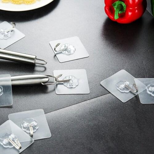 10 PCS Kitchen Organizer Hooks Wall Key Holder Magnetic Hook Transparent Wall Hangers Bathroom Office Organizer