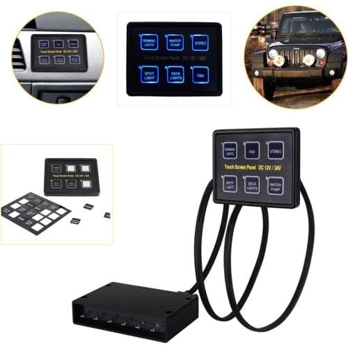 2020 new sale 2V/24V 6 Gang LED Switch Panel Slim Touch Control Panel Box for Car Marine Boat