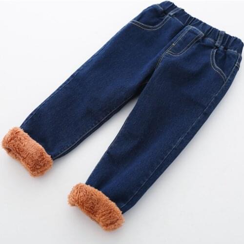 2020 Little boys warm winter jeans Kids new casual good quality thick velvet denim pants for boys 1-5 years