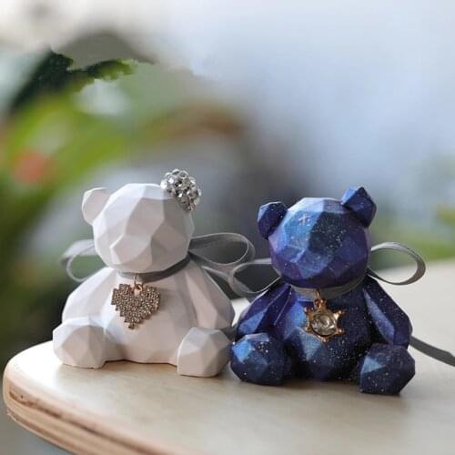 3D Geometric Mermaid Bear Candle Mold Silicone Mold DIY Gypsum Plaster Crafts Mould Square Silicone Soap Candle Resin Molds