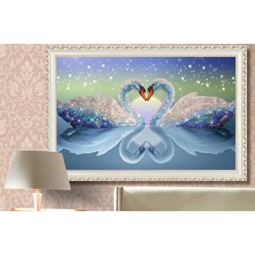 Diamond Dainting 2018 New DIY 5D Heart Of Love Swan Crystal Diamond Simple Embroidered Bedroom Point Sticky Drill Cross