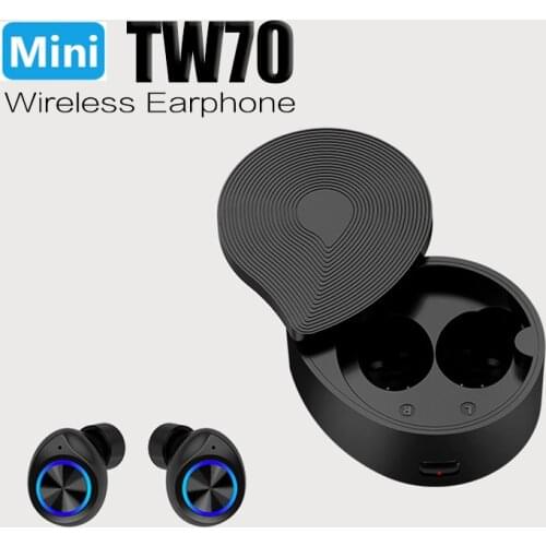 Tw70 Bluetooth earphone touch control dual ear wireless headset stereo vocal cord charging bin sport wireless headset mini