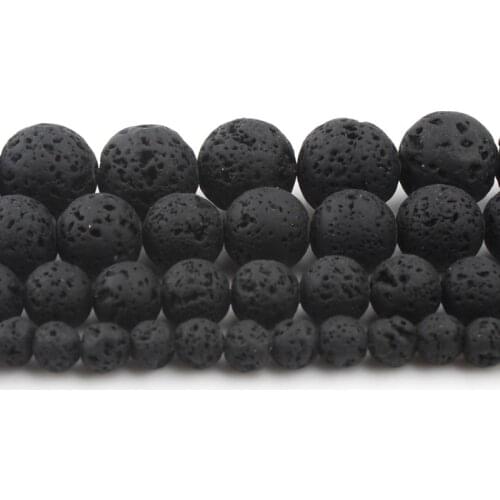 4/6/8/10mm Natural Black Hematite Volcanic Stone Beads with Nano-tech Rubber for Accessories Jewellery Making DIY Bracelet 15