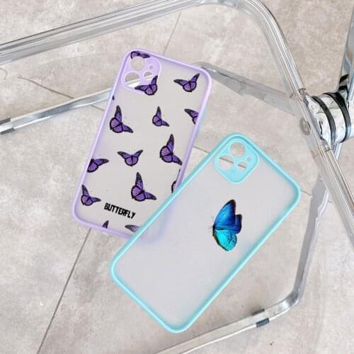 Blue Purple Butterfly Aesthetic Phone Case For iPhone 6s 7 8 plus SE 2020 Hard Back Cover For iPhone 11 12 Pro Max X XS MAX XR